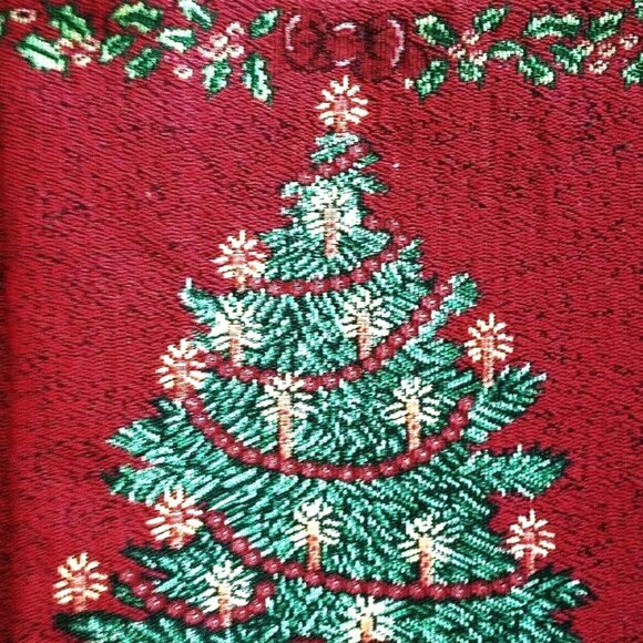 NWT Christmas Tapestry Table Runner Tree Pattern 54" x 13" Holiday Dining - Picture 1 of 2